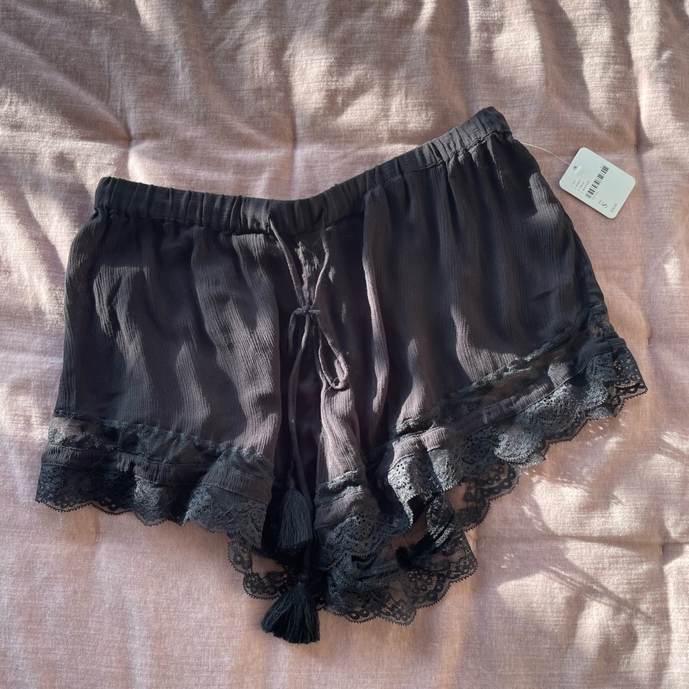 Black Lace Trim Sleep Shorts